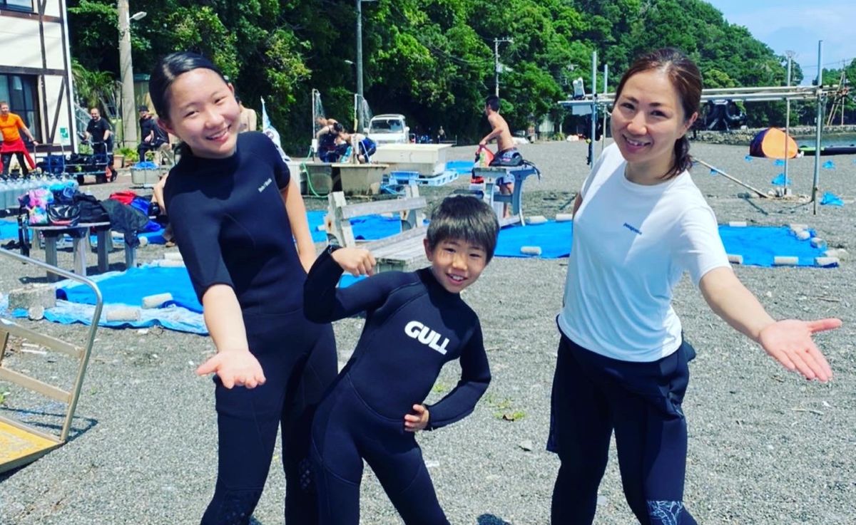 小学生親子ダイビング陸上風景
