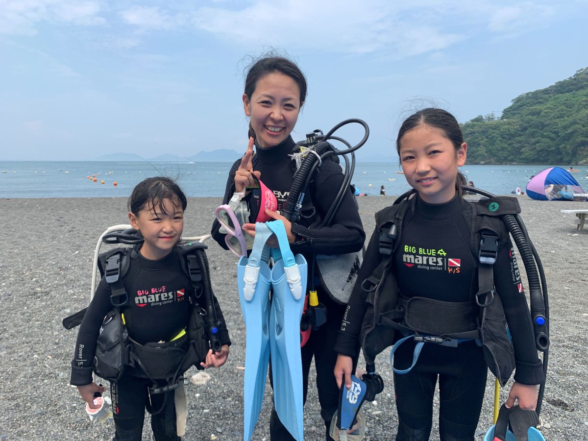 親子で体験ダイビング３人家族